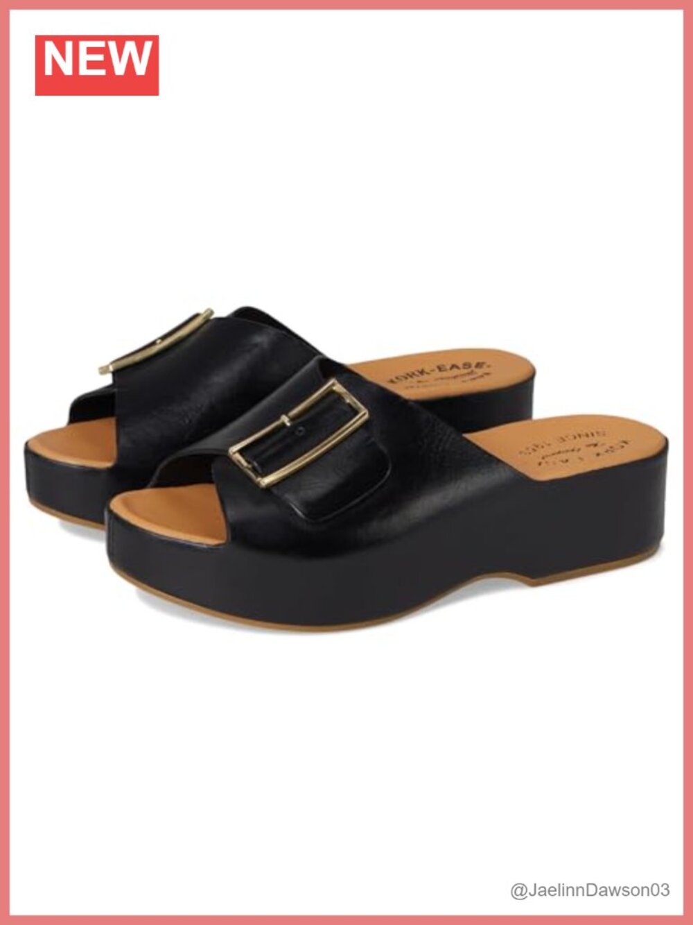 Kork-Ease York Leather Slide Sandals Platform Heel